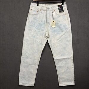 Levis 501 Original Cropped Jeans Womens 29x26 Straight Leg Light Tie Dye Wash